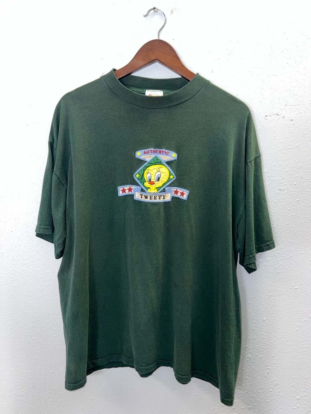 Vintage 90s Looney Tunes Tweety Bird T Shirt Mens XL Green Single Stitch Patch